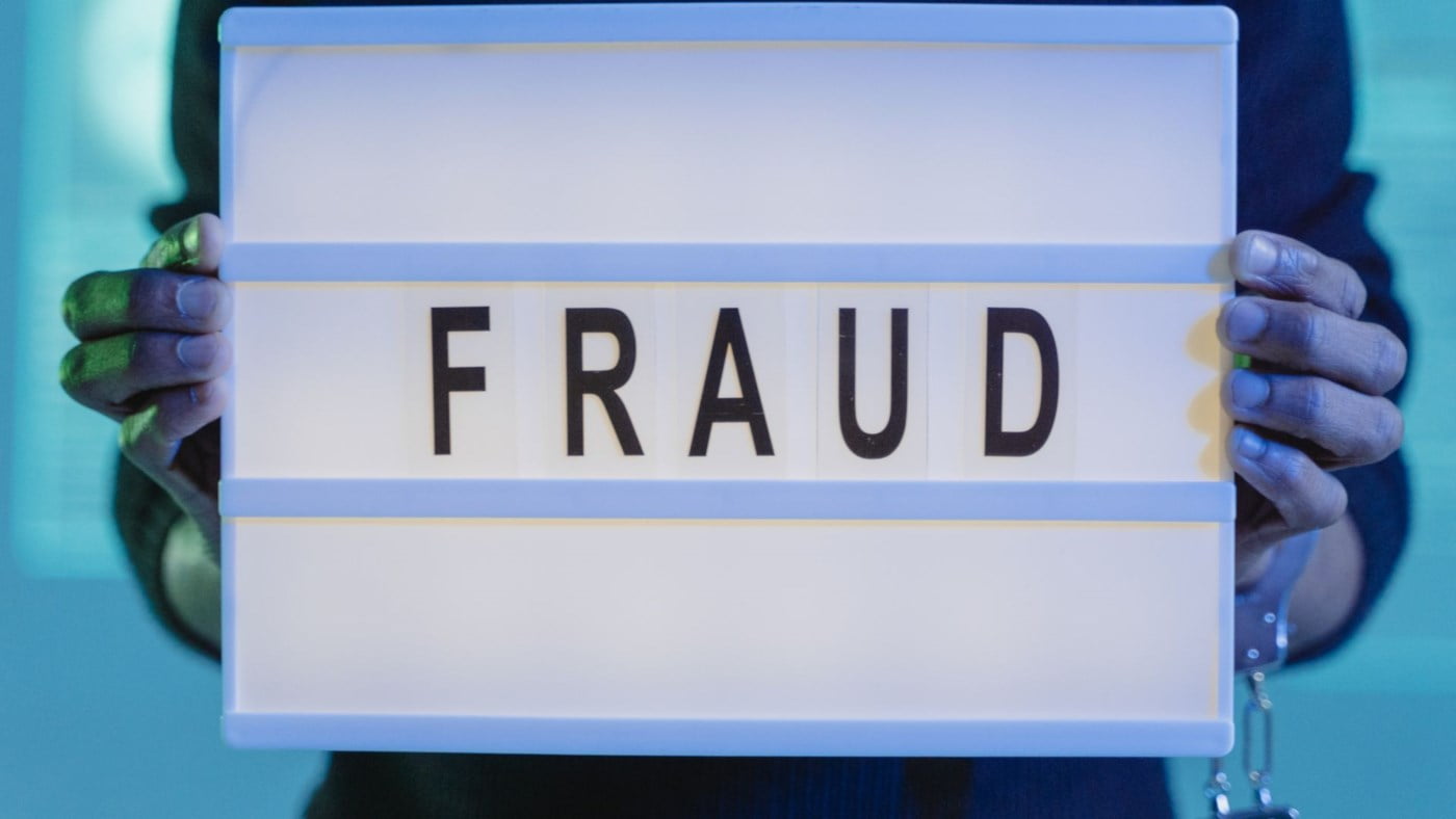 Svindel bilde Tekst med Fraud på skilt