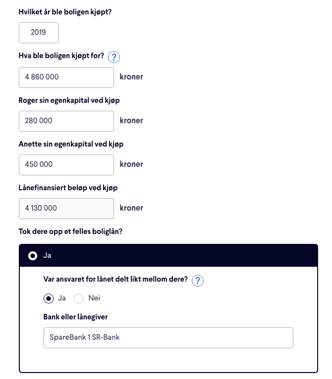 Skjermbilde fra samboerkontrakt